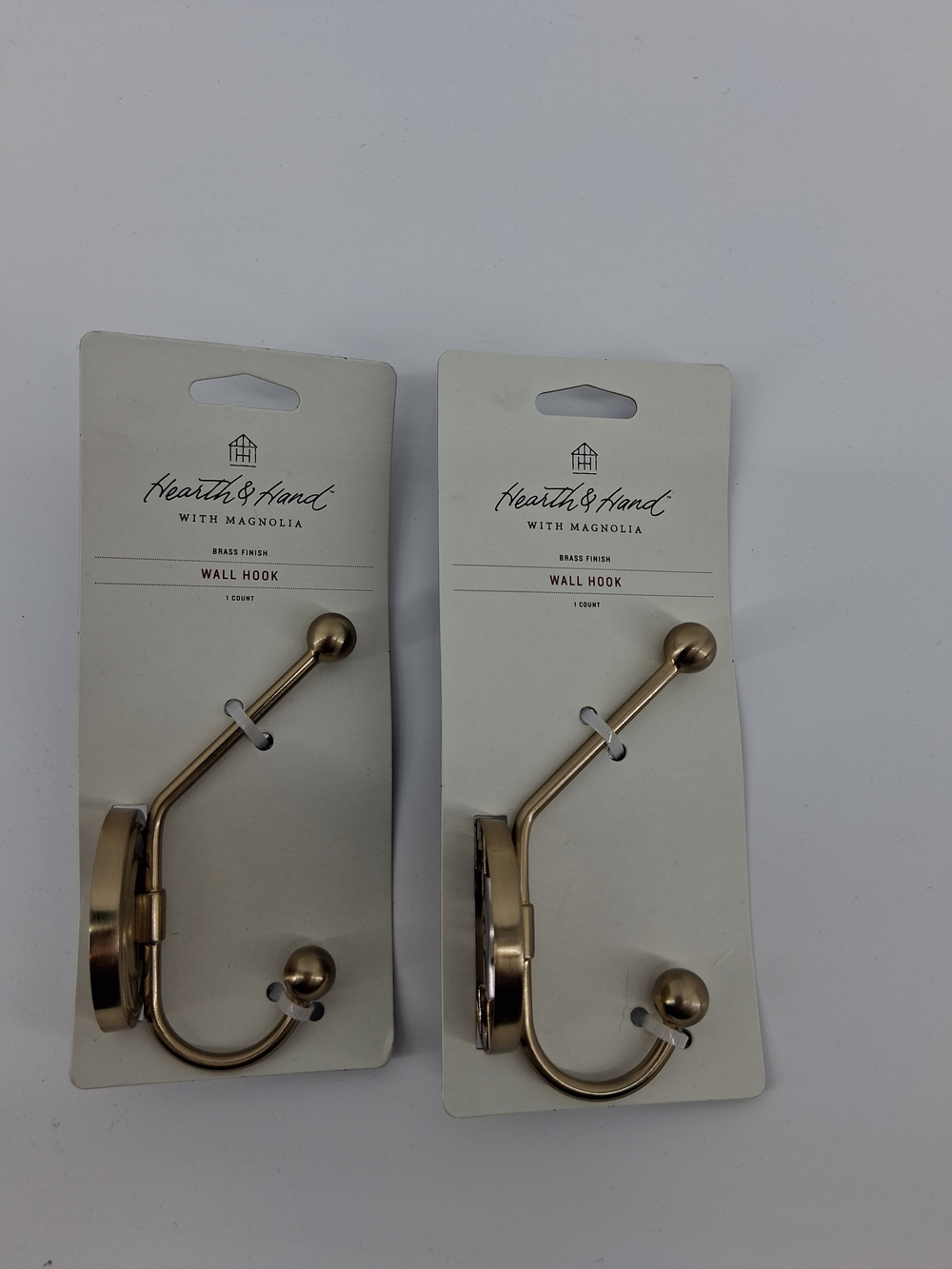 Hearth & Hand Brass-Finish Double-Prong Wall Hook Pair